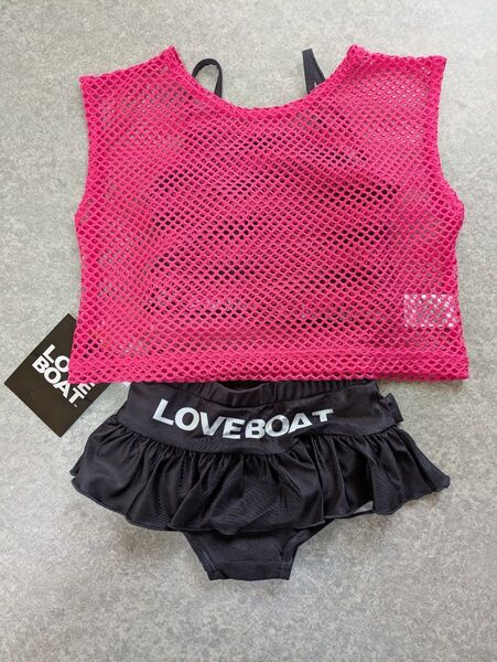 【新品、未使用】LOVEBOAT キッズ水着セット メッシュ ピンク 黒