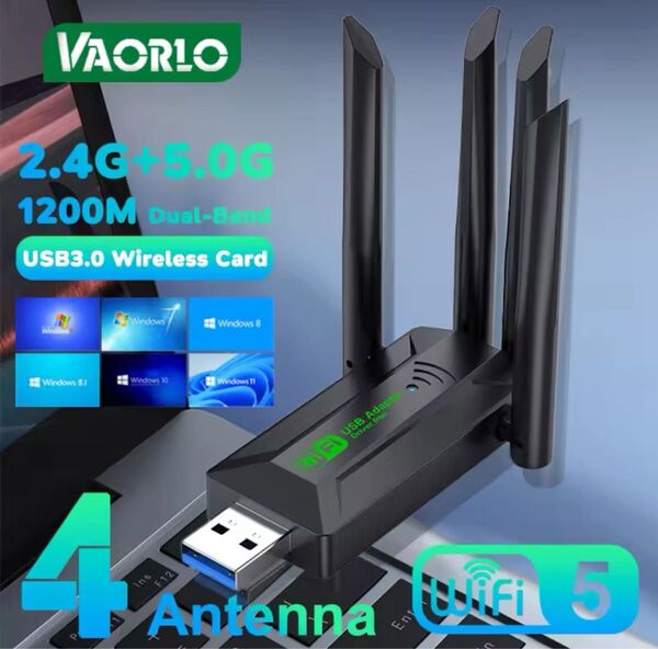 迅速発送!WiFi 無線LAN USB子機アダプター USB3.0 1200mbps Windows ゲーミングPC 05161