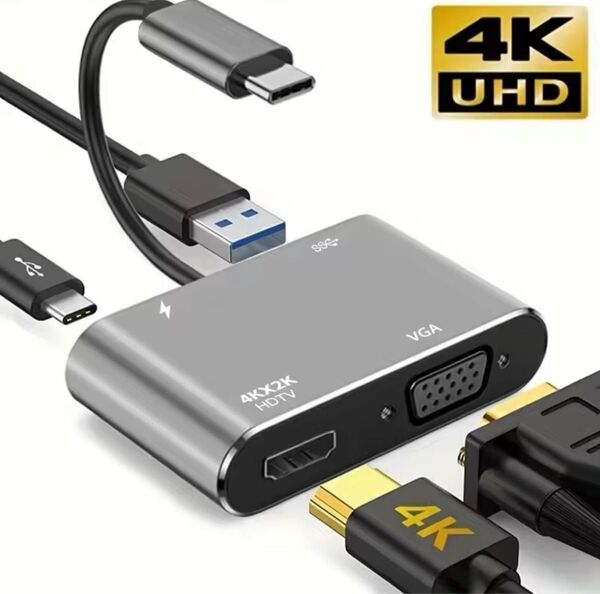 USB-C HDMI VGA変換アダプタードックドッキングステーション ハブ MacBook iPhone Switch05181