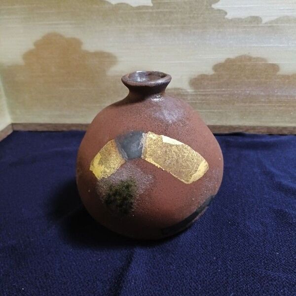 九谷焼き 北村隆作 花瓶 壺 金彩