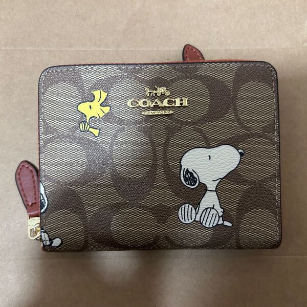 COACH スヌーピー 財布 二つ折り財布 ウッドストック SNOOPY コーチ