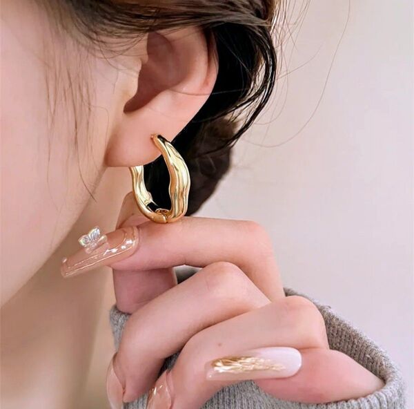 18k ピアス 18金 コーティング フープピアス 春コーデ