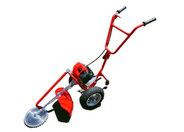 タイヤ付エンジン草刈機 手押し草刈り機 らくらく作業 最強42.7.cc 新品おまけ付形式スパークプラグ式エンジン