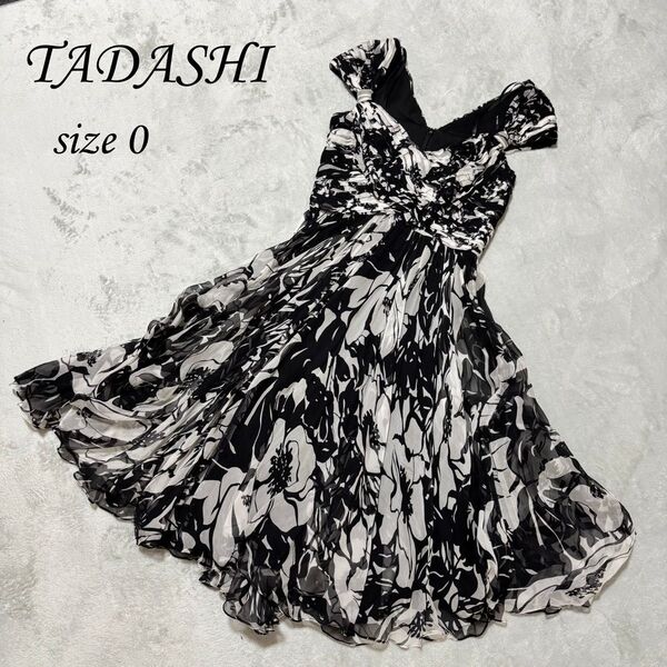 TADASHI ワンピース 花柄 シルク size 0 シフォンワンピース オケージョンドレス