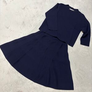 グーコミューンセットアップ ネイビー ニット M フレアスカート