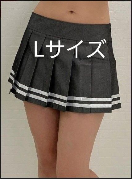 Lサイズ マイクロミニスカート コスプレ 女子高生 プリーツ グレー 女装 ミニスカート パンチラ