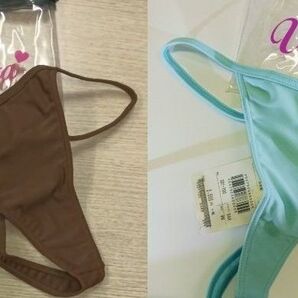 専用スイムショーツ 茶&水 二枚 Tバックショーツ M ブラウン 未使用