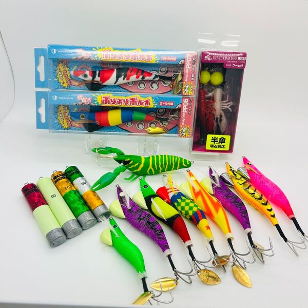 新品多数 引退 セット 蛸釣り タコ フラッシュブースト タコマスター 墨族 ぷりぷりポルポ デビルクラッカー 半傘 明石