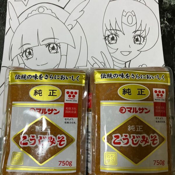 ぬりえ+ マルサン 純正こうじみそ2袋