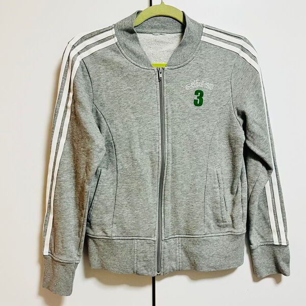 adidas No.3 トラックジャケットショート丈 グレー ジャージ ジップアップ