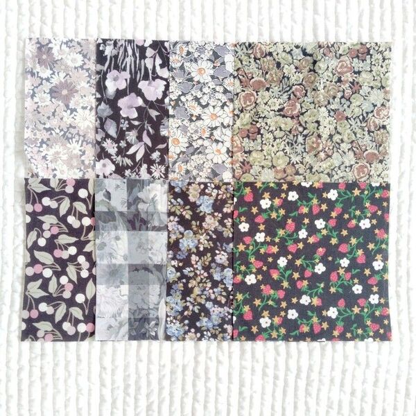 ☆ リバティ 小さなハギレ パッチワーク 花柄 はぎれ Liberty ブラック系セット ハンドメイド タナローン☆
