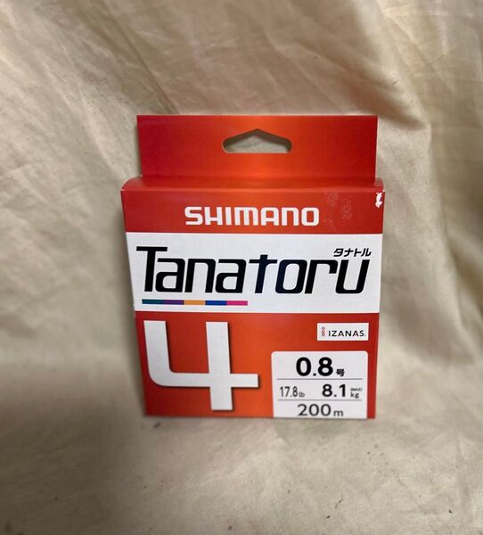 シマノ 新品未使用品!シマノ製 PE ラインタナトル4 0.8号200m巻き4本編み工法、1m-5m-10m 5色釣力8.1Kg