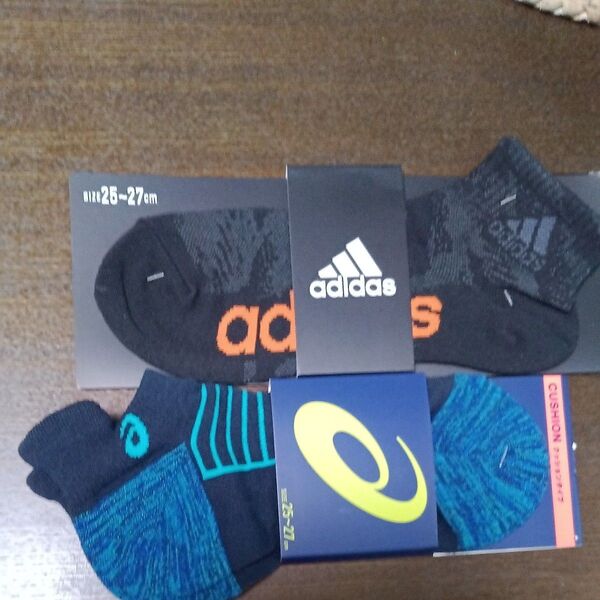 adidas asics 靴下 2点セット 25〜27cm 未使用