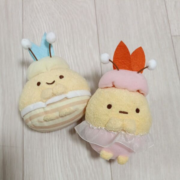すみっコぐらし エビフライのしっぽ、アジフライのしっぽ ボールチェーンぬいぐるみセット
