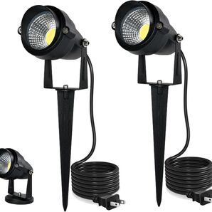 LED ガーデンライト 昼光色 6000K 10W 1180ルーメン IP66防水 地中埋込 壁掛け PSE コード3m 2個