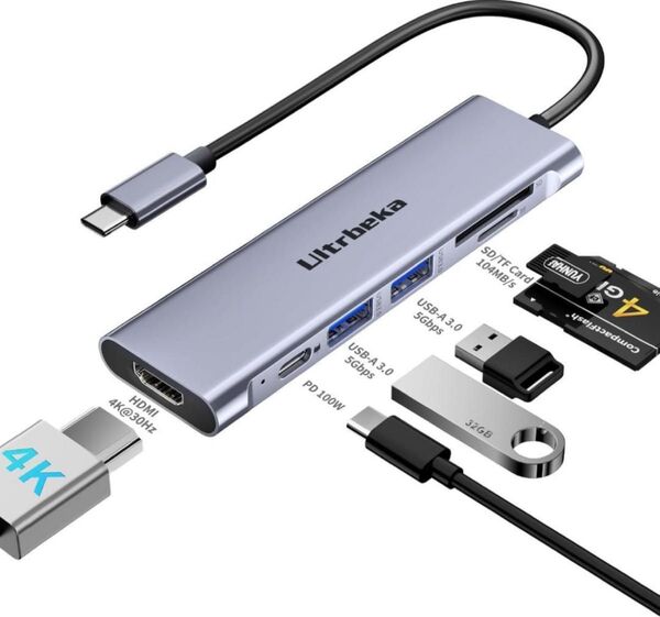 【新品】USB C ハブ 7in1 アダプタ100W PD充電対応4K HDMl