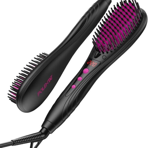 【新品】ブラシ型ヘアアイロン ヒートブラシ マイナスイオン ストレート