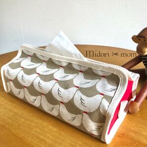 ボックスティッシュカバー☆ニワトリレッド