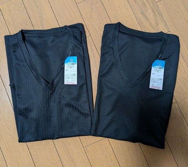 新品 М ファイバードライ メンズ 半袖Tシャツ インナーウェア 2枚 黒