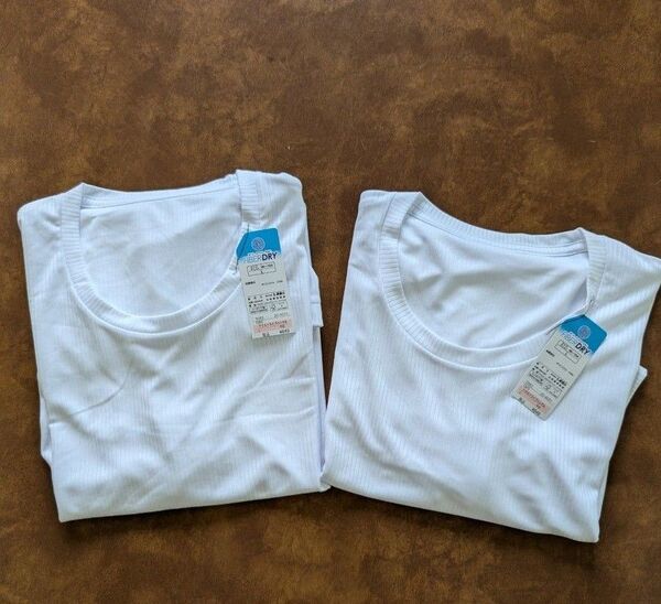 新品 L ファイバードライ メンズ 半袖Tシャツ インナーウェア 2枚 白
