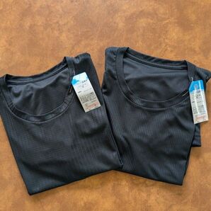 新品 M ファイバードライ メンズ 半袖Tシャツ インナーウェア 2枚 黒