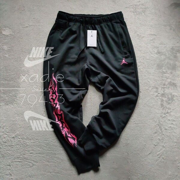 新品 正規品タグ付き NIKE JORDAN ナイキ スウェットパンツ ジョーダン ロゴ プリント 黒 ブラック ピンク XL