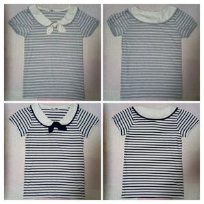【タイムセール】セーラー襟 Tシャツ ボーダー 半袖 2枚セット