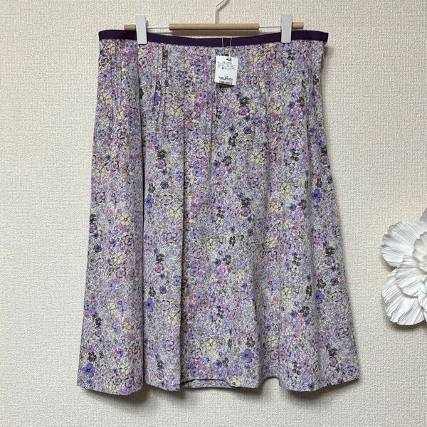 アリスバーリーL 花柄フレアスカート LL15号 パープル新品定価16,800円