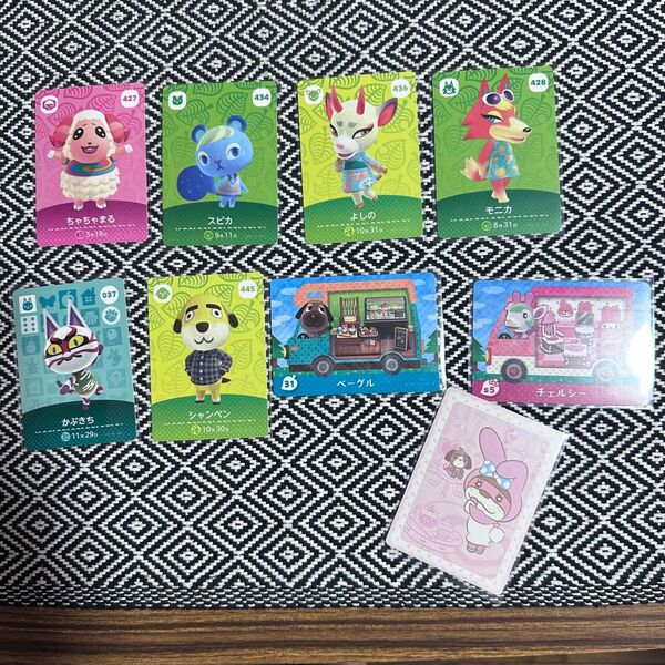 あつ森 amiiboカード ちゃちゃまる スピカ モニカ よしの かぶきち シャンペン ベーグル チェルシー サンリオ ステッカー