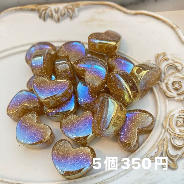 ラメラメハートビーズ カスタムボールペンビーズ 5個350円