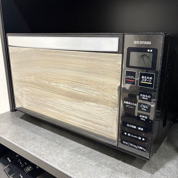 アイリスオーヤマ ミラーガラス 電子レンジ 18L フラットテーブル ヘルツフリー 自動メニュー ブラック MO-FM1804-B