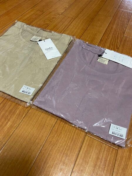 未使用タグ付き Zootie 汗染み防止半袖Tシャツ グレージュ ラベンダーM 2枚セット
