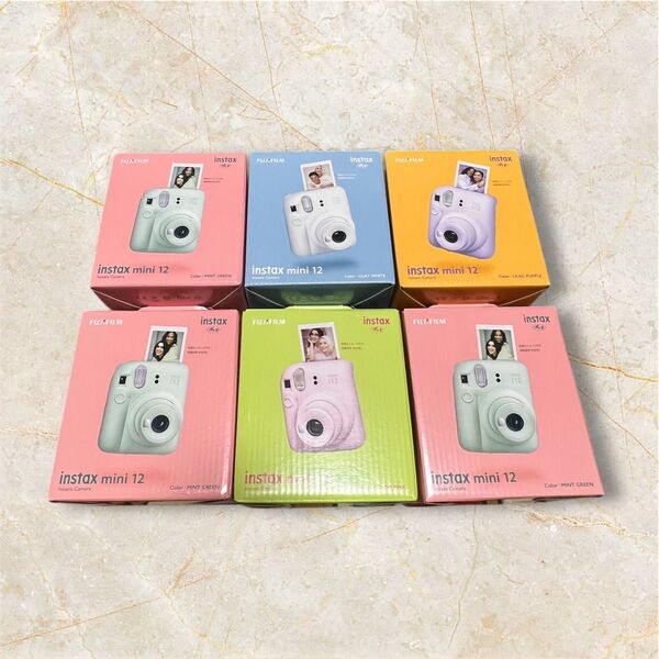 新品未開封 フジ チェキカメラ instax mini 12 ホワイト グリーン ピンク パープル 6台セット