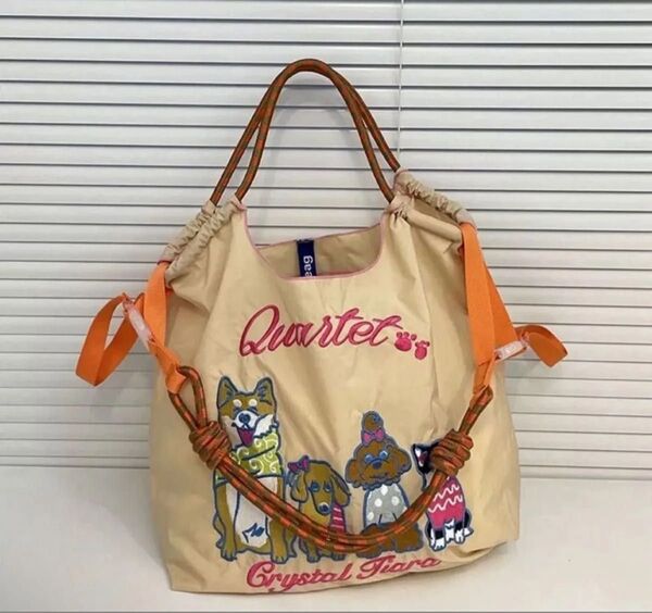 【ラス1 最安 18日まで】エコバッグ ショルダーバッグ 犬柄 柴犬 プードル チワワ 刺繍 M 買い物