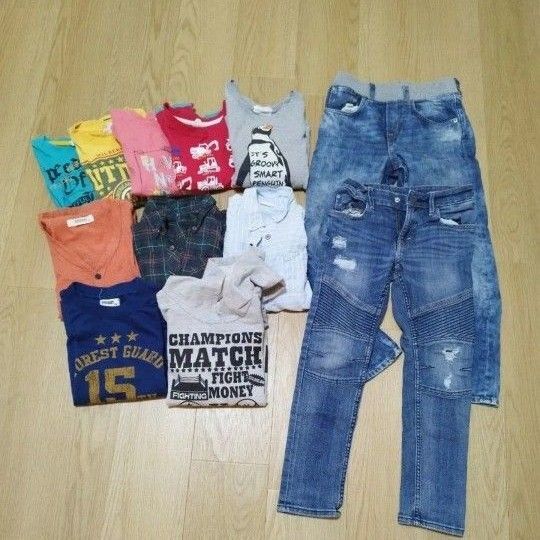 男の子 130cm まとめ売り パーカー シャツ デニムパンツ 12枚 H&M