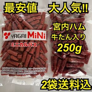 最安値 大人気!ヤガイのコラーゲン入りミニカルパス250g&宮内ハムの牛たん入りドライソーセージ250g