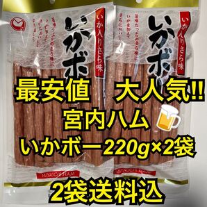 最安値 大人気!宮内ハム いか入りサラミいかボー220g×2袋