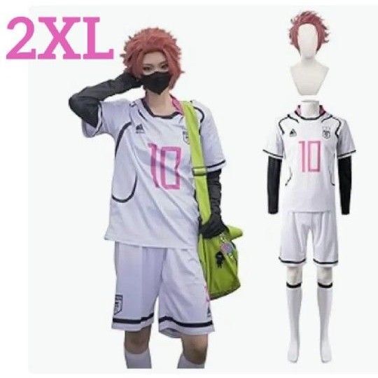 2XL 10番 糸師冴 ブルロ コスプレ ウィッグ付き BlueLock 運動服 アニメ 衣装 仮装 ウィッグ ユニフォーム 靴下