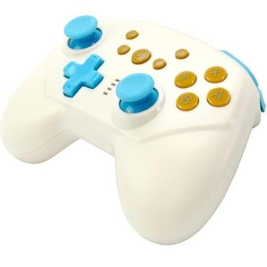 ニンテンドーSwitch対応 ワイヤレス連射コントローラ ホワイトブルー ワイヤレス 加速度 ジャイロセンサー 連射(3段階)機能