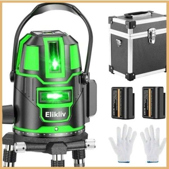 新品 訳あり レーザー墨出し機 水平器 高輝度 自動補正 傾斜モード搭載 室内室外兼用 防滴防塵 バッテリー2個付き 説明書付き