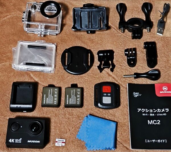 ★セール価格★美品★ MUSON 4Kアクションカメラ MC2 + microSDカード 32GB ムソン 広角 防水 Wi-Fi