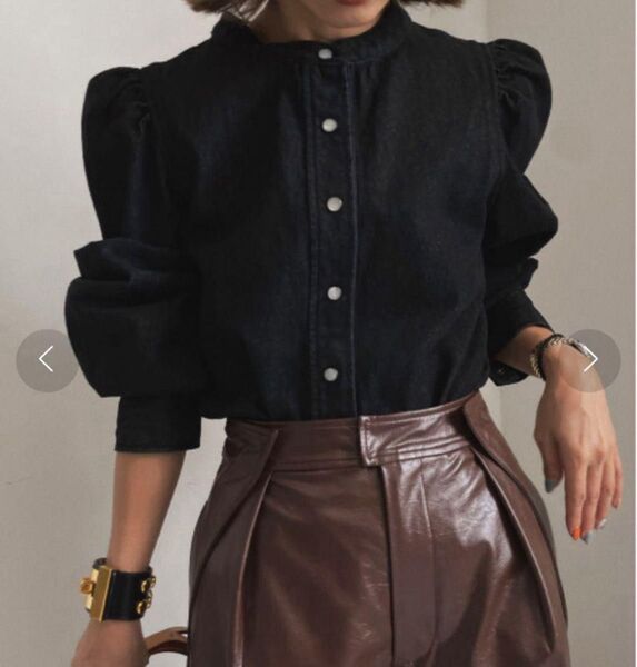 美品 AMERIアメリ デニム ブラウス パフスリーブ DENIM BLOUSE
