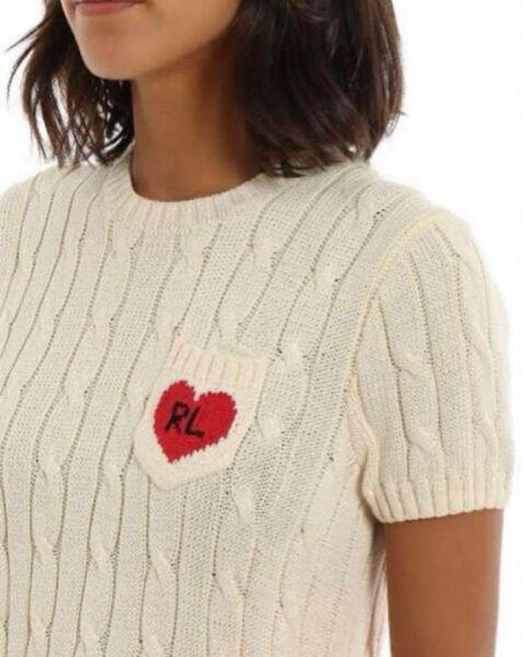美品 RALPH LAUREN ラルフローレン ケーブルニット ハート ポケット