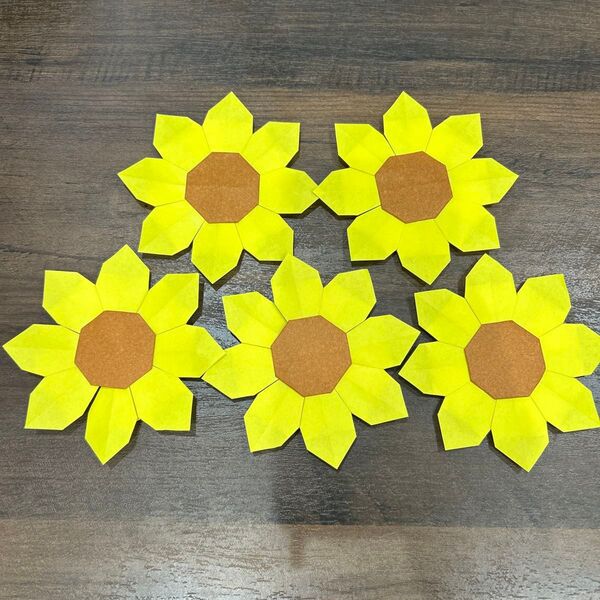 折り紙 ひまわり 向日葵 壁面飾り ハンドメイド