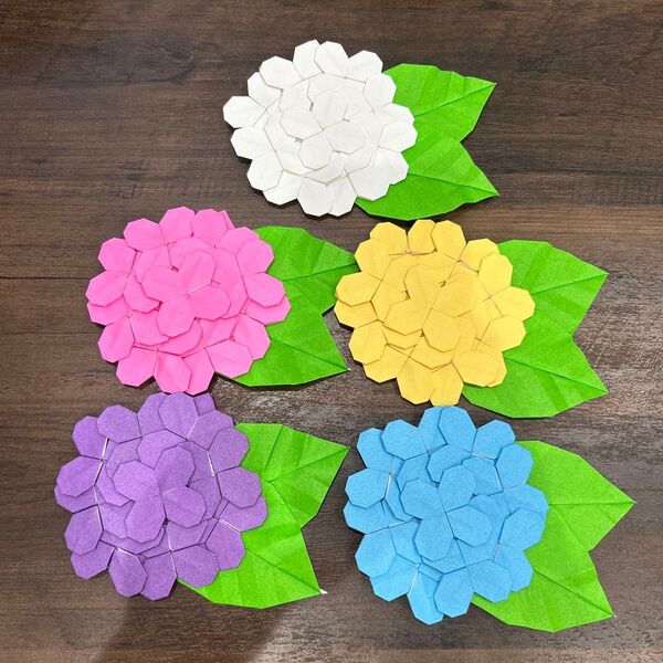折り紙 紫陽花 あじさい 壁面飾り ハンドメイド