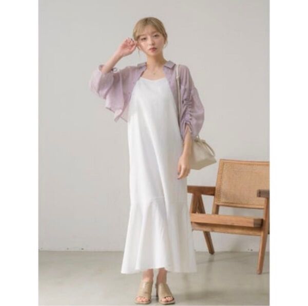 RETRO GIRL バックリボンティアードキャミワンピース