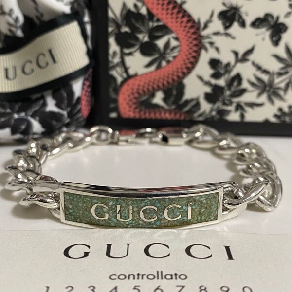 GUCCI 新品同様品 エナメルゴルメットチェーンブレスレット 刻印16 極美品