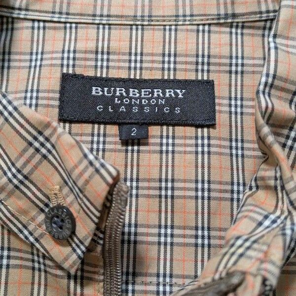 【美品レア】BURBERRY LONDON CLASSICS ノバチェックシャツ ベージュ フロントジッパー サイズ 2 三陽商会