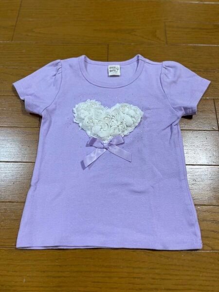 Bee des Bee キッズ Tシャツ110サイズ パープル ハート リボン