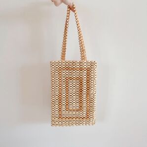 【新品未使用】Ray BEAMS(レイビームス) ウッドビーズバッグ